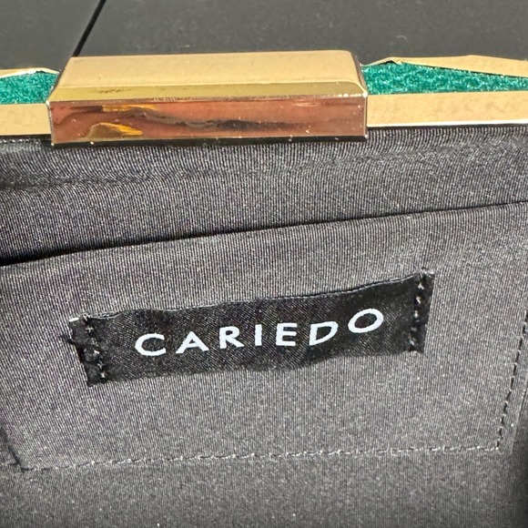 Cariedo Emerald Green Geometric Clutch Handbag Gold Chain Evening Bag - Picture 4 of 6